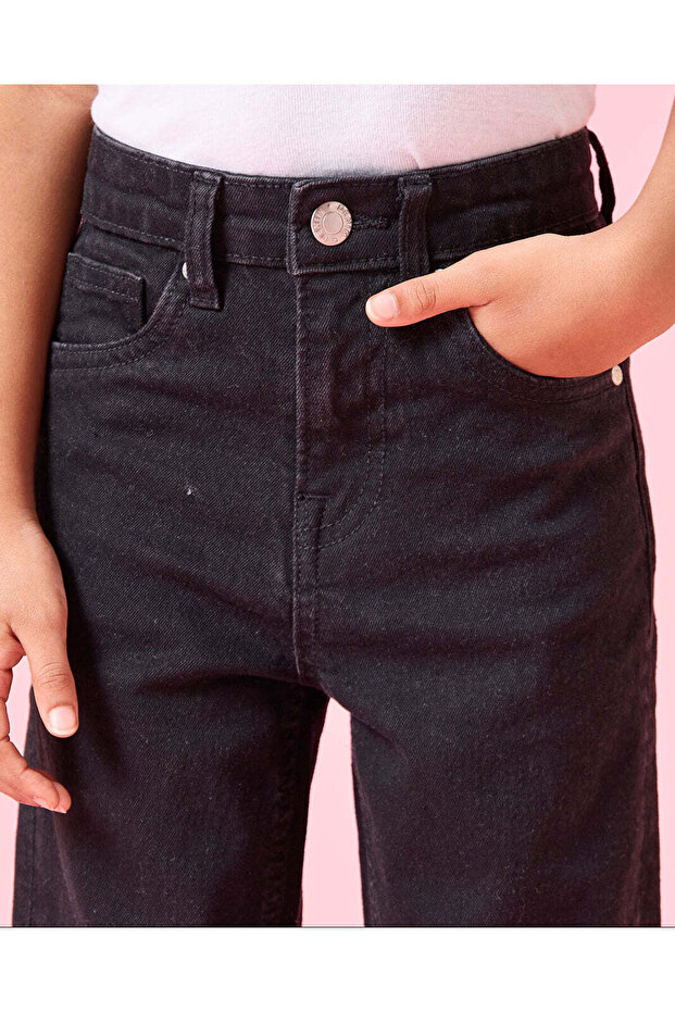 بنطلون جينز أساسي للبنات بخمسة جيوب - 4