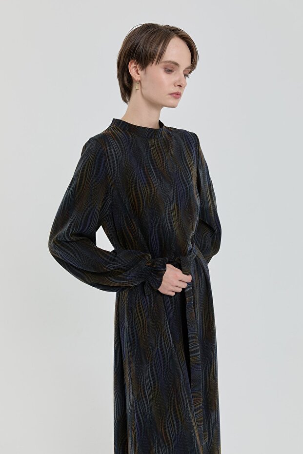 Jakarlı Bambu Elbise Siyah - 5