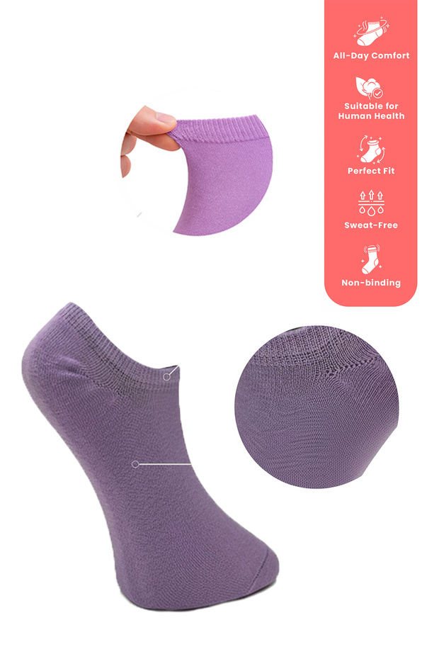 100% Cotton First Quality Combed Cotton Socks Set - Women's 5-Piece Booties Socks Set