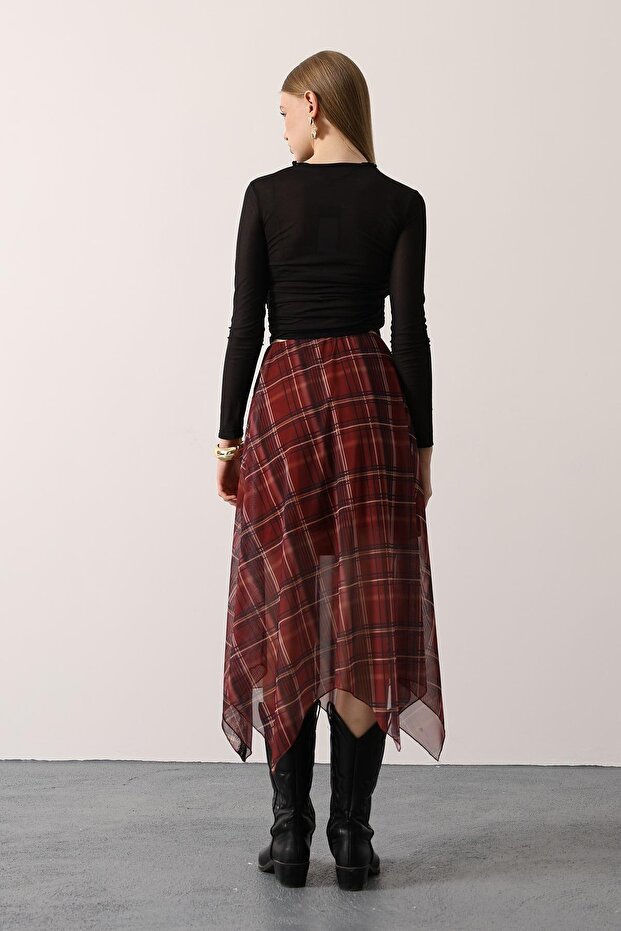 Ekose Dantelli Etek - 6