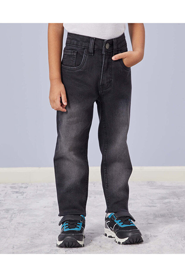Boys Black 5 Pocket Brushed Jeans