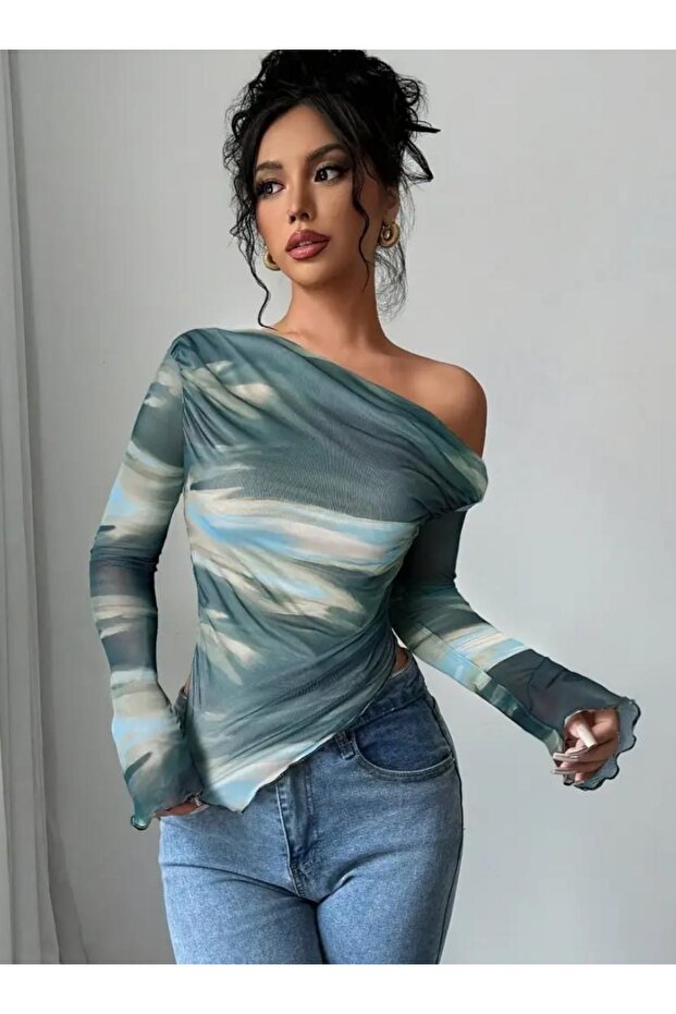 Tie-dye Desen Şık Bluz