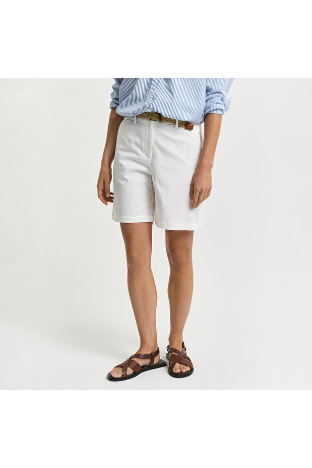 Kadın Beyaz Regular Fit Şort - 2