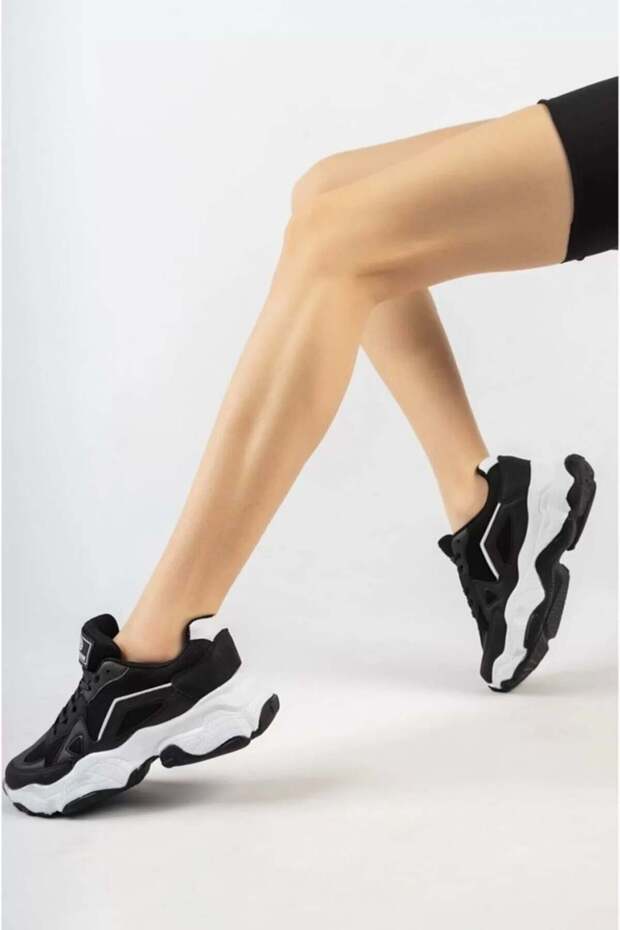 Black and White Women's Sneaker Lace-Up Sports Shoes Casual School 141Nav