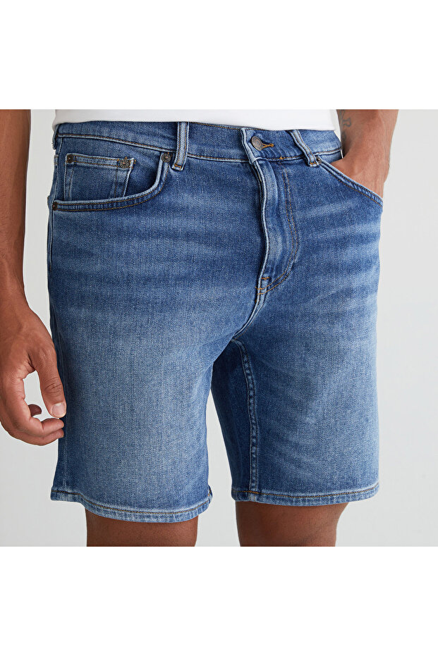 Erkek Mavi Regular Fit Şort - 4