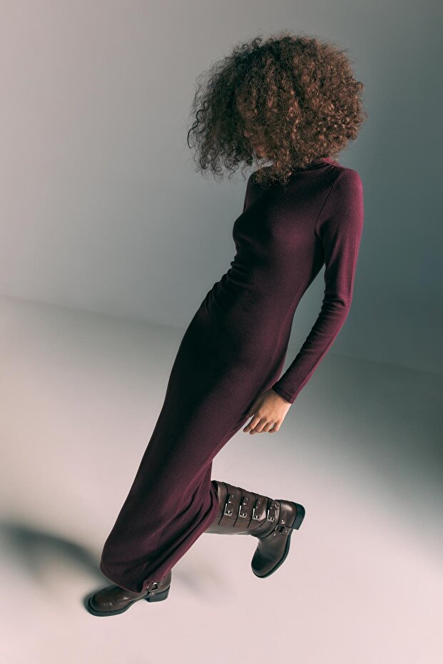 Triko midi elbise - 2