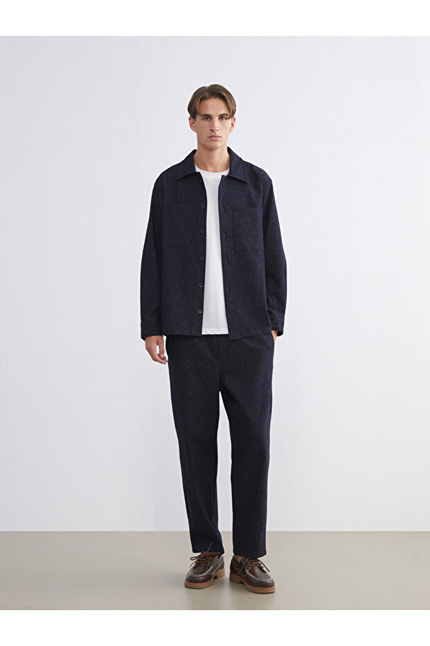 Indigo Standard Fit Dobby Men's Trousers