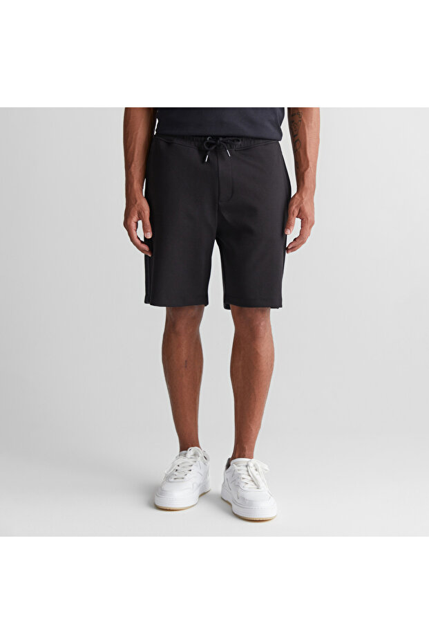 Erkek Siyah Regular Fit Logolu Şort - 3