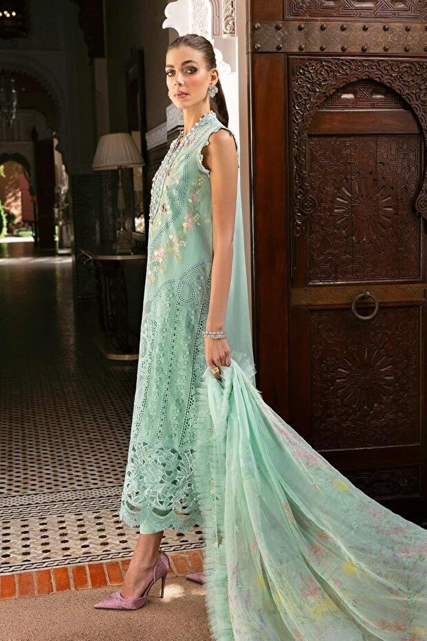 Maria B Embroidered Unstitched 3-Piece Luxury Lawn D-2514-A - Aqua