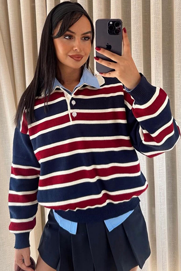 Women's Striped Knit Sweater – Retro & Campus Style
