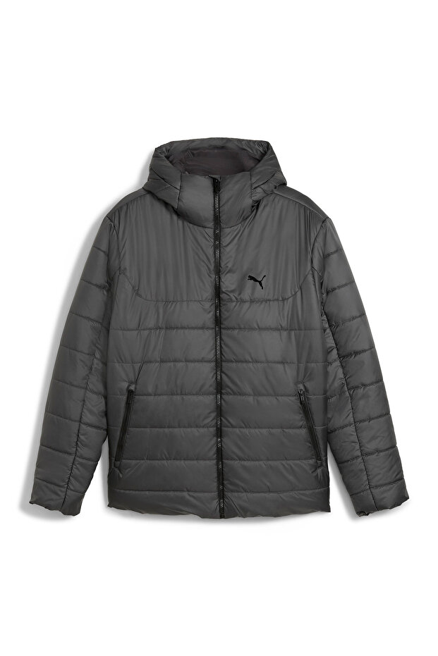 Essentials Hooded Padded Erkek Gri Kapüşonlu Mont - 4