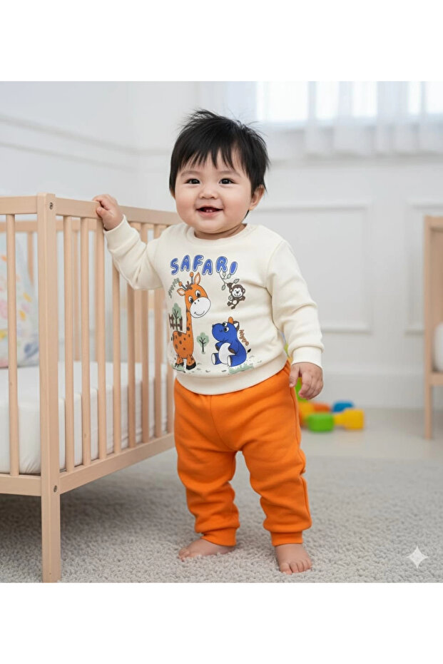 Baby Boy Safari Printed Top and Bottom Two-Piece Casual Set
