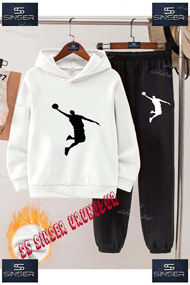 Children's Unisex'Jordon Adam Black' Special Printed Hooded Tracksuit Set