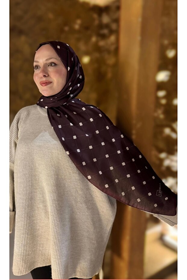 شال قطني منقوش بنقش البرسيم - 1