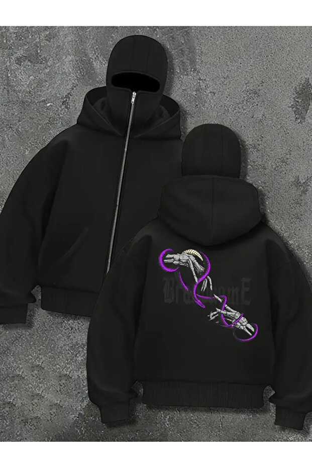 Snow Masked Ninja Unisex Sweatshirt Cardigan 2Strands Thick Fleece