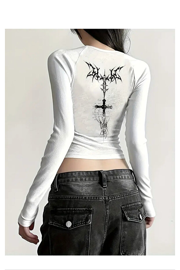 Tribal Dragon Sırtı Baskılı Basic Bluz - 3