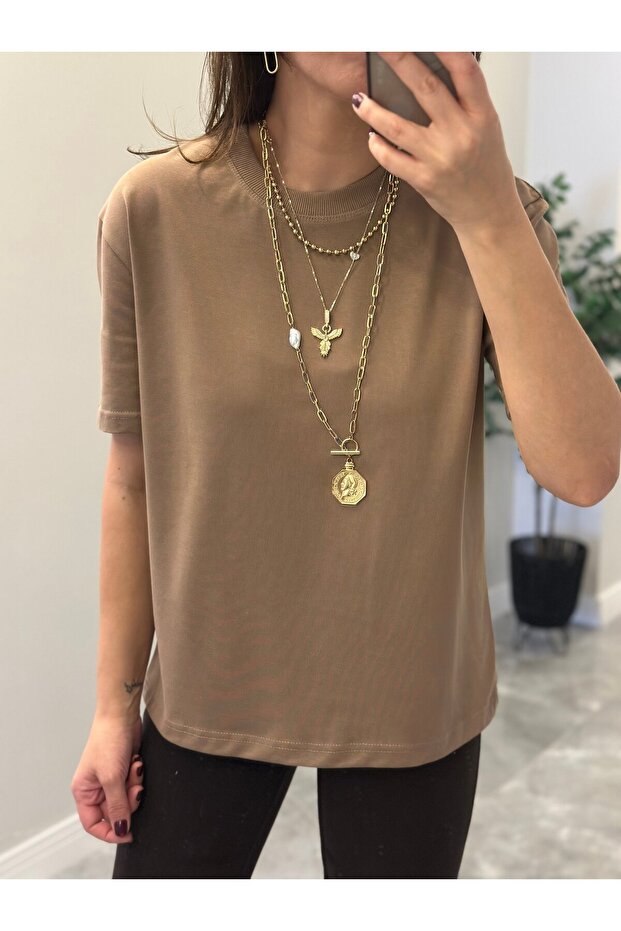 تيشيرت ديلفن ذو ياقة مزخرفة - مينك - 4