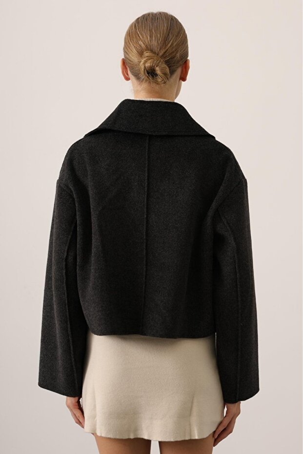 KISA KAŞE OVERSİZE CEKET - Antrasit - 6