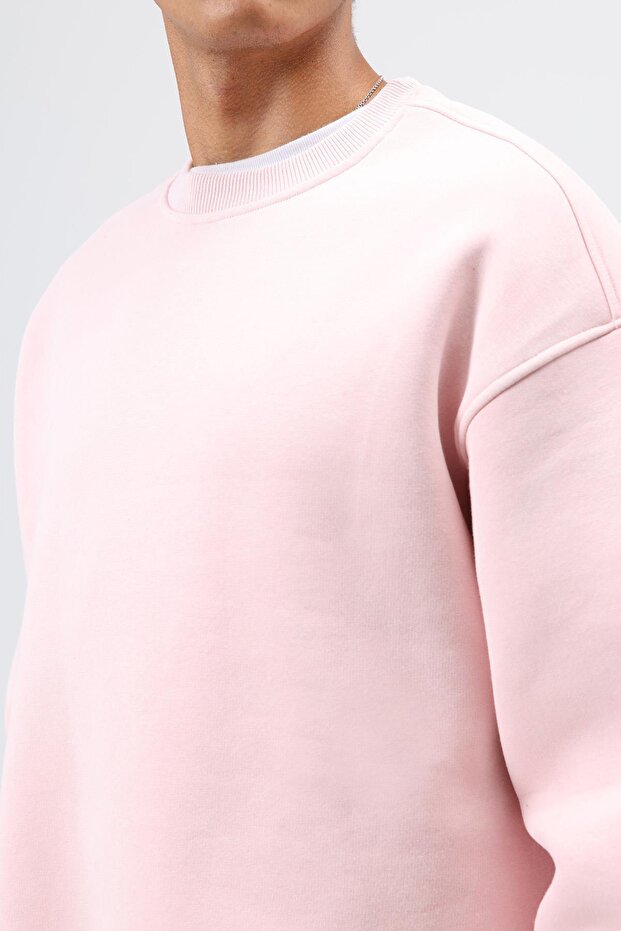 Basic Oversize Yıkamalı Sweatshirt Pembe - 7