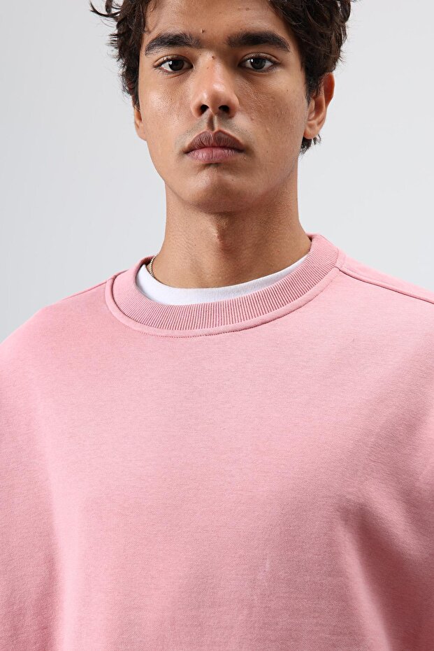 Basic Oversize Yıkamalı Sweatshirt Somon - 8