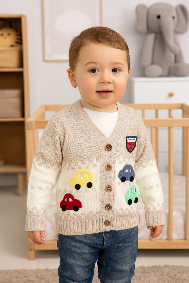 BabyNova Arabalı Triko bebek Hırka - 1