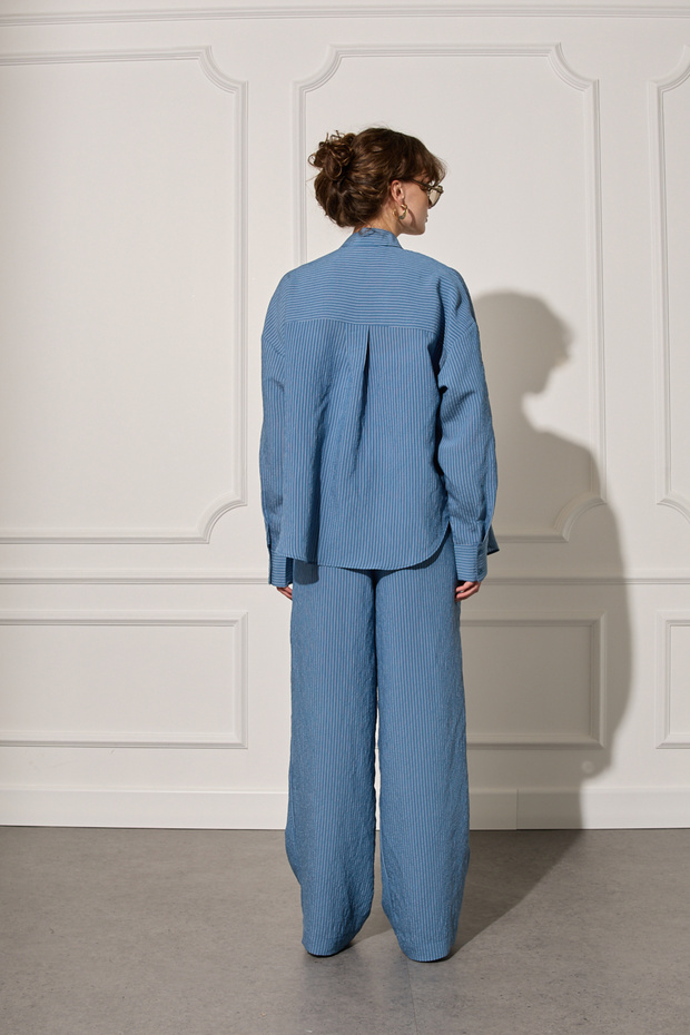 Oversize Çizgili Gömlek - 4