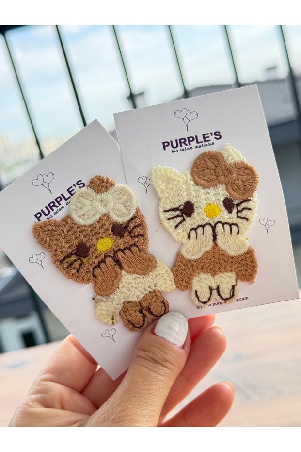 2-Piece Cat Detailed Snap Buckle / Girl's Buckle / Baby Buckle