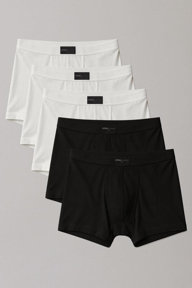 5 Adet Doğal Bambu Kısa Paça Boxer Şort - 1