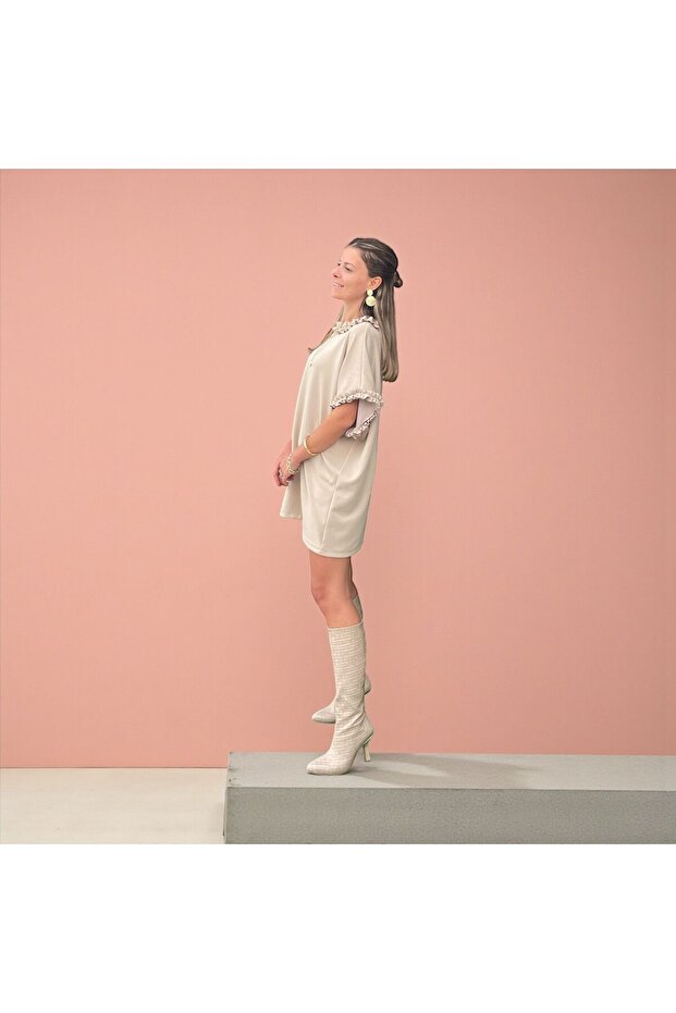 Fırfırlı mini elbise - 3