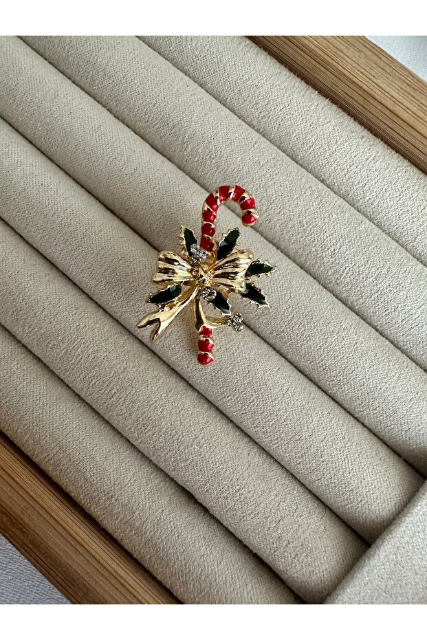 Baston Şeker Yılbaşı Broşu - 1