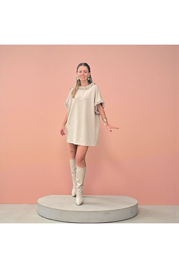 Fırfırlı mini elbise - 1