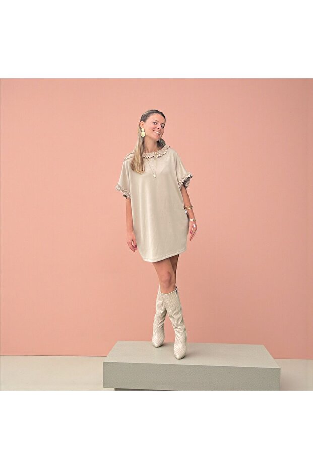 Fırfırlı mini elbise - 2