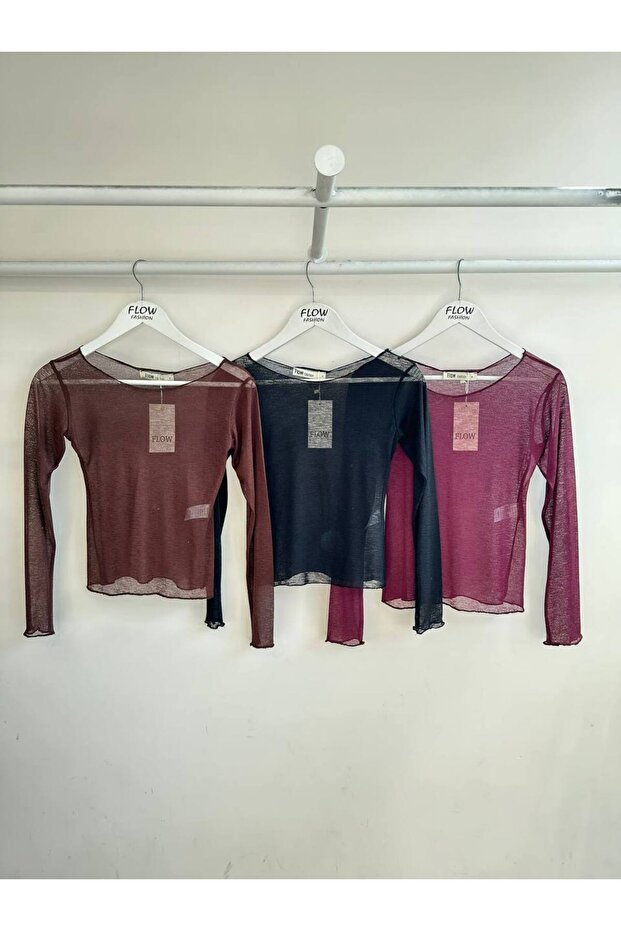 Boat Neck Transparent Blouse - 2