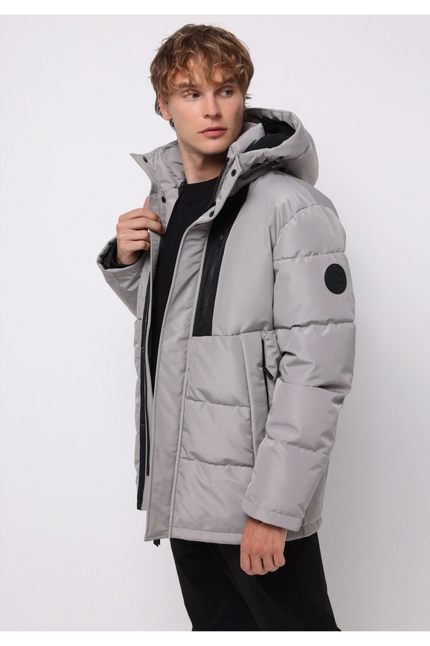 Regular Fit Erkek Gri Kaban - 1