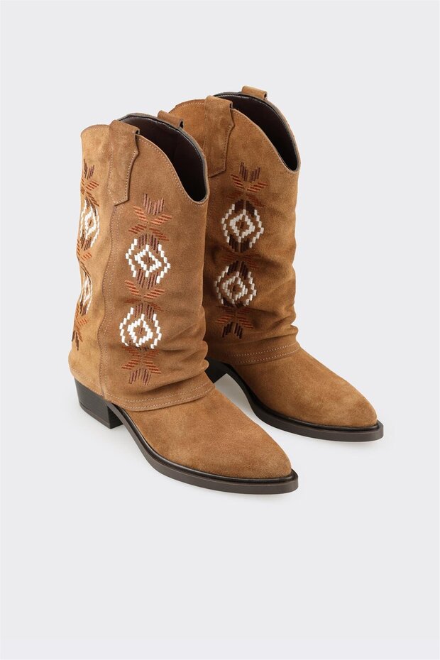 Taba Deri Kadın Western Bot - 2