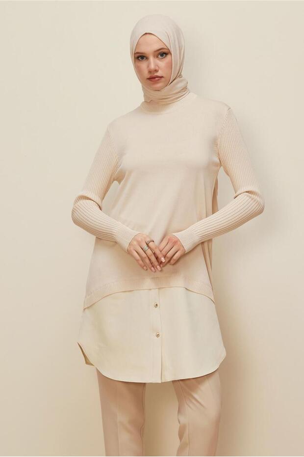 Shirt with Trimmed Tricot Tunic 44998