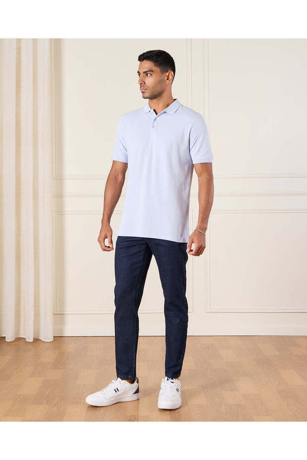 Men Blue Basic Polo Shirt - 2
