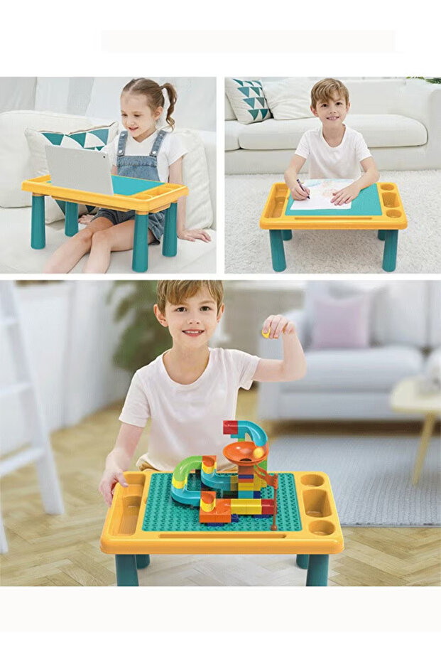Multifunctional building block table, puzzle game table, includes 1 chair (63 building blocks) - 8