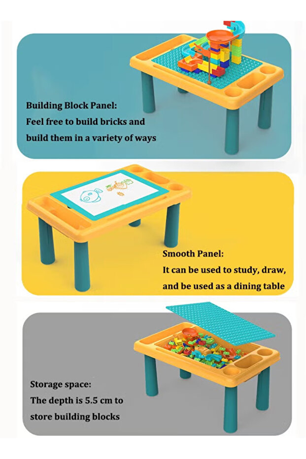 Multifunctional building block table, puzzle game table, includes 1 chair (63 building blocks) - 7