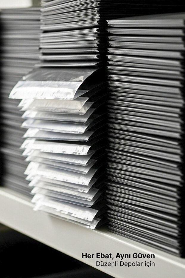 Tek Tarafı Şeffaf Kargo Poşeti 45X55X5 cm | 25 Adet | Siyah | Yapışkan Bantlı E-Ticaret Poşeti - 8