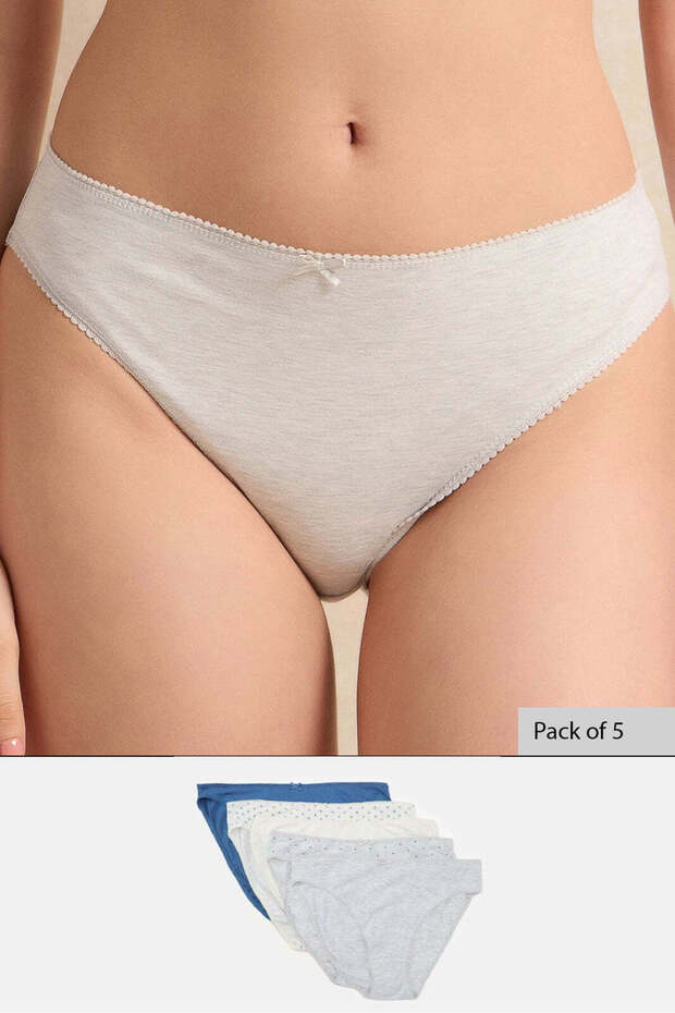 Women Assorted Plain And Print Hi-Leg Brief (Pack of 5)