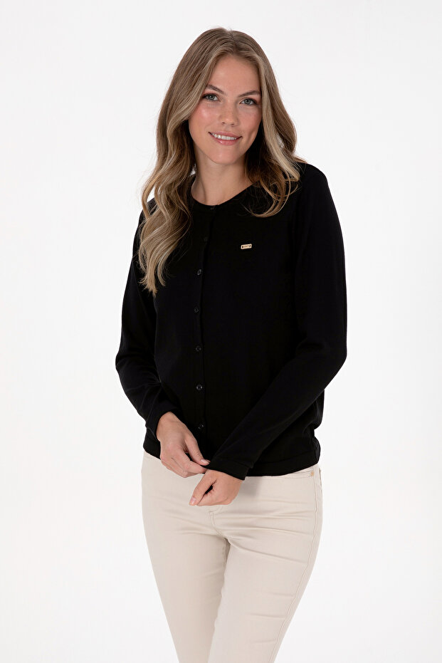 Women's Black Basic Knitwear Cardigan 50307719-Vr046