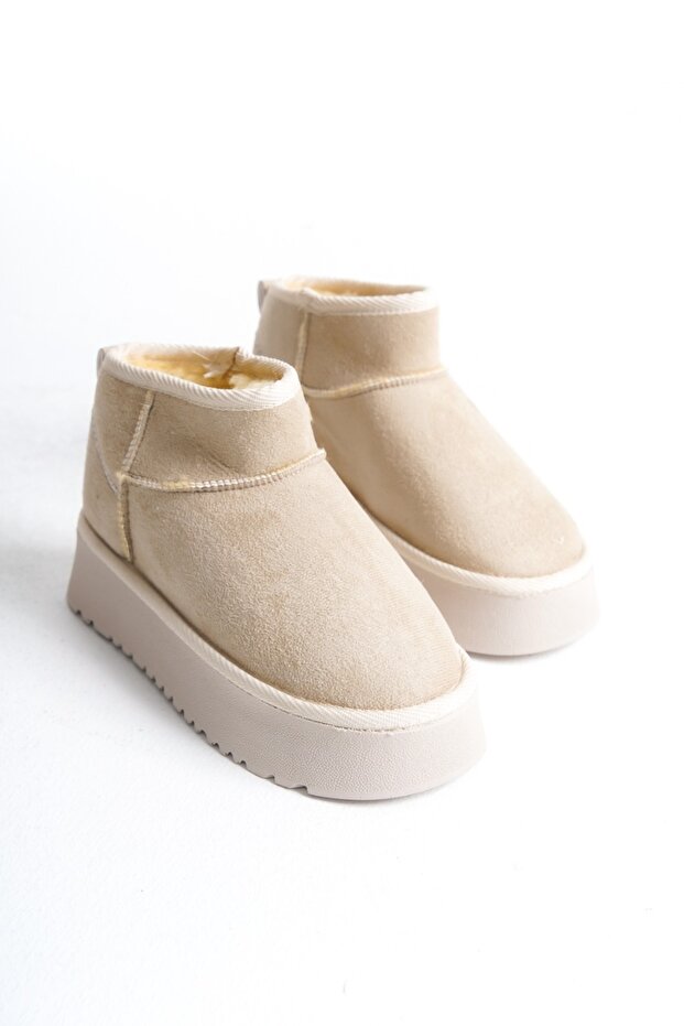 PALM KADIN MİNİ NUBUK BOT TÜYLÜ YÜKSEK TABAN - 1