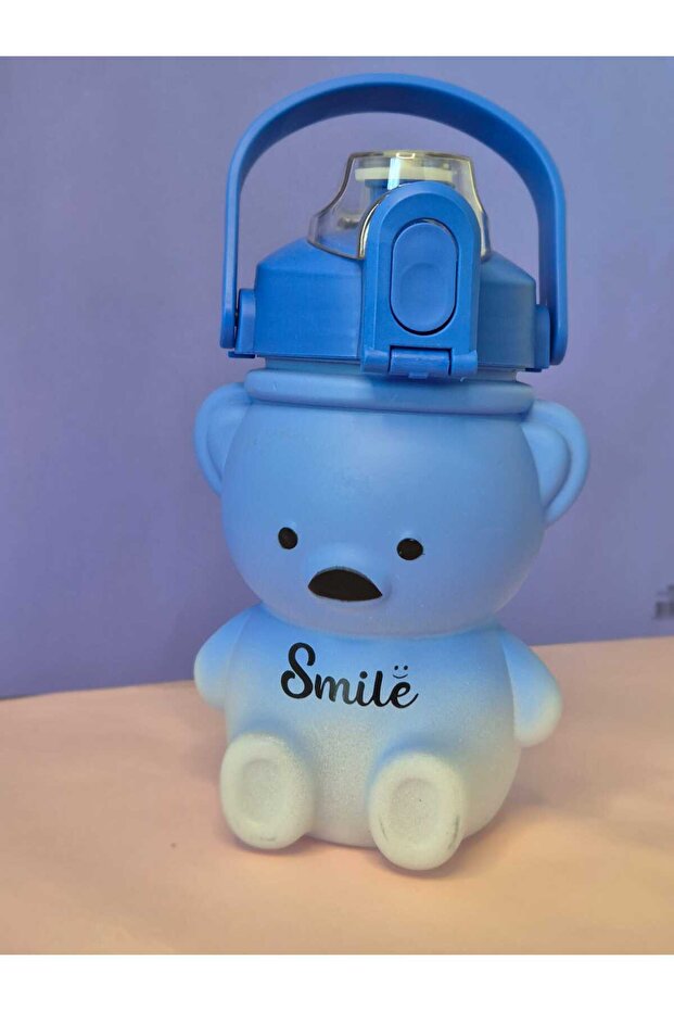 Smile Water Bottle 800 ml Blue with Bear