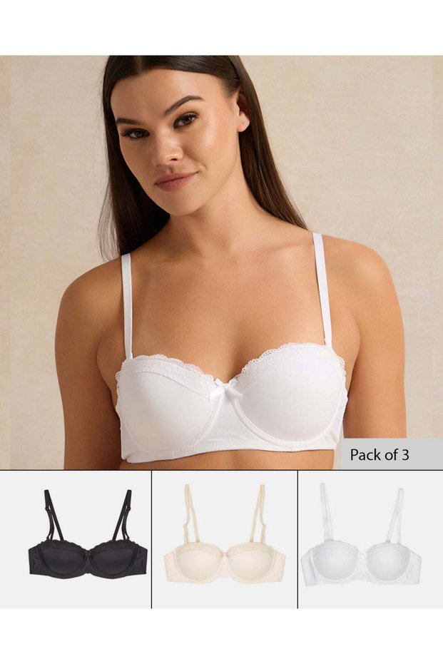 Women Assorted Printed Balconette Bra Set (Pack of 3)