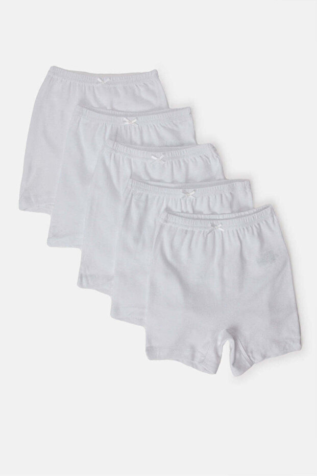 Senior Girls White Solid Basic Half Pant (Pack of 5) - 1