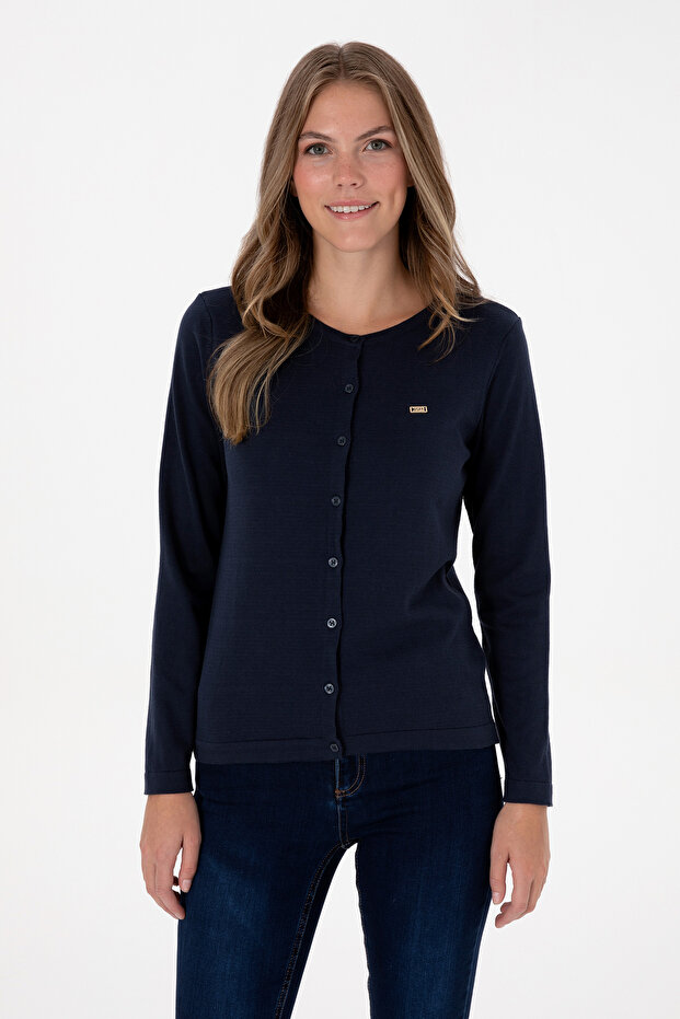 Women's Navy Blue Basic Knit Cardigan 50307719-Vr033