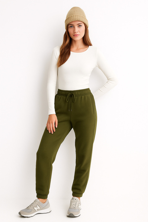 بنطلون رياضي نسائي أساسي مصنوع من القطن بنسبة 100% بخيطين - 4