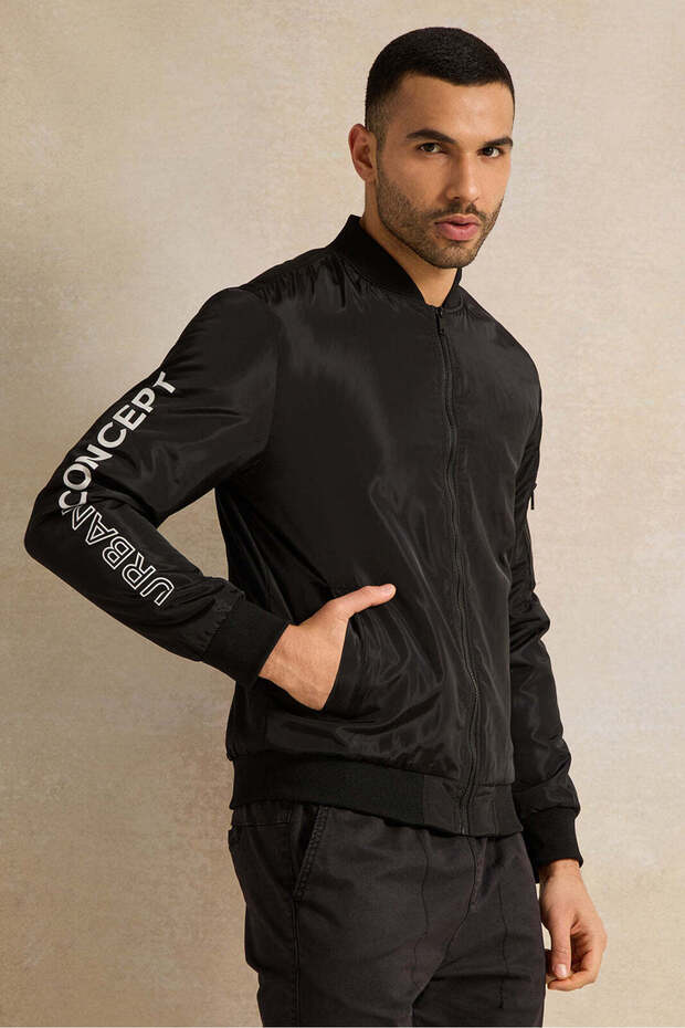 Men Black Printed Jacket - 1