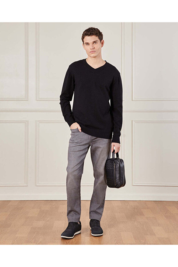 Men Black Solid Sweater - 2